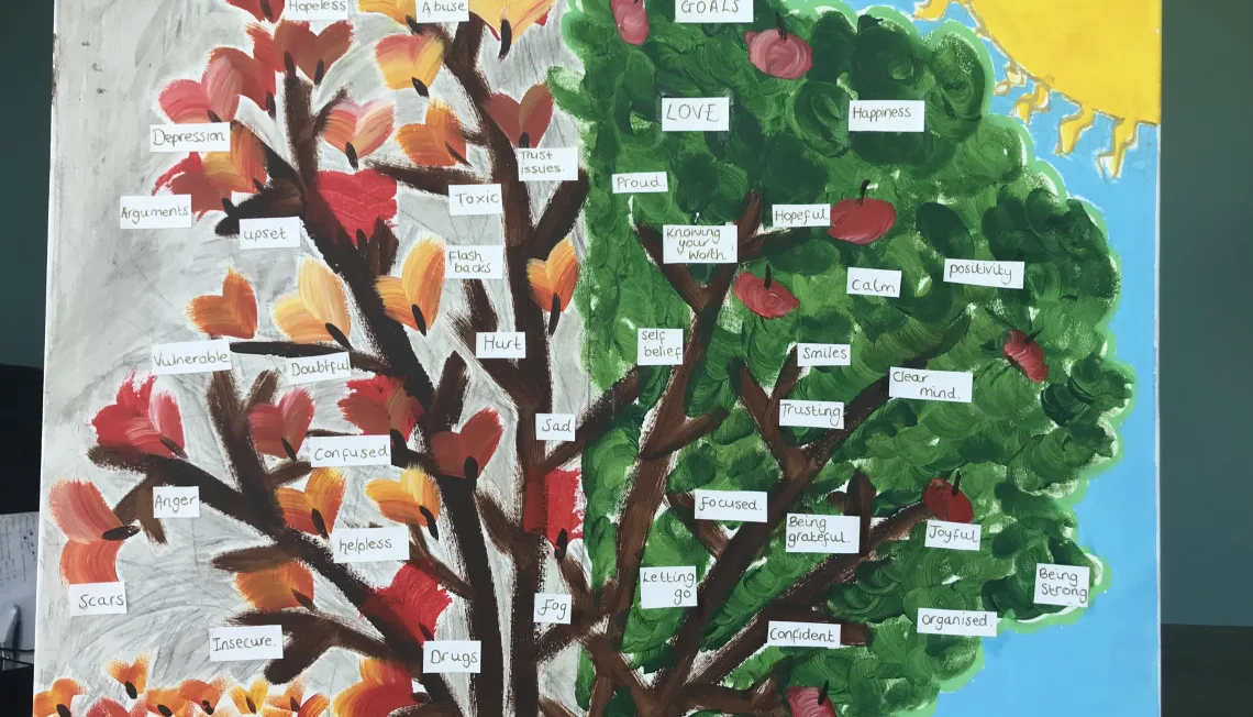 A creative project developed by parents as part of NBGM's focus on art therapy.