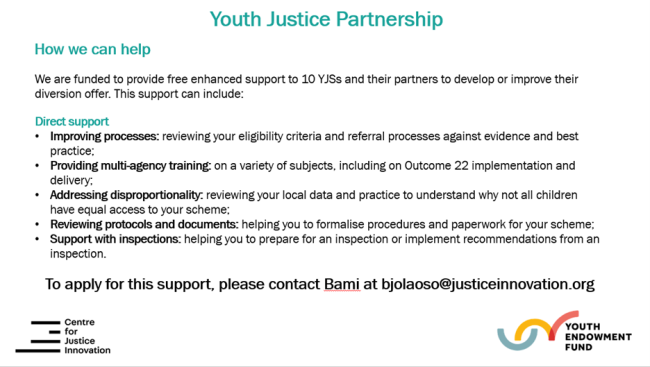 Image of text offering practice support. Email Bami for more info on bjolaoso@justiceinnovation.org 